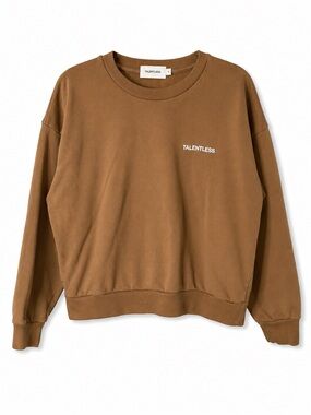 Talentless Spell Out Crewneck Sweatshirt Womens Large‎ Tan